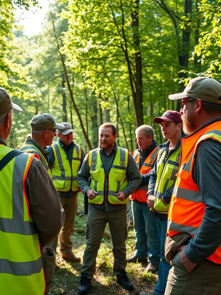 A photograph of a hunter attending a safety training session, emphasizing the importance of responsible hunting practices promoted by SOCIETE COMMUNALE DES CHASSEURS DE SAINT-MEXANT.