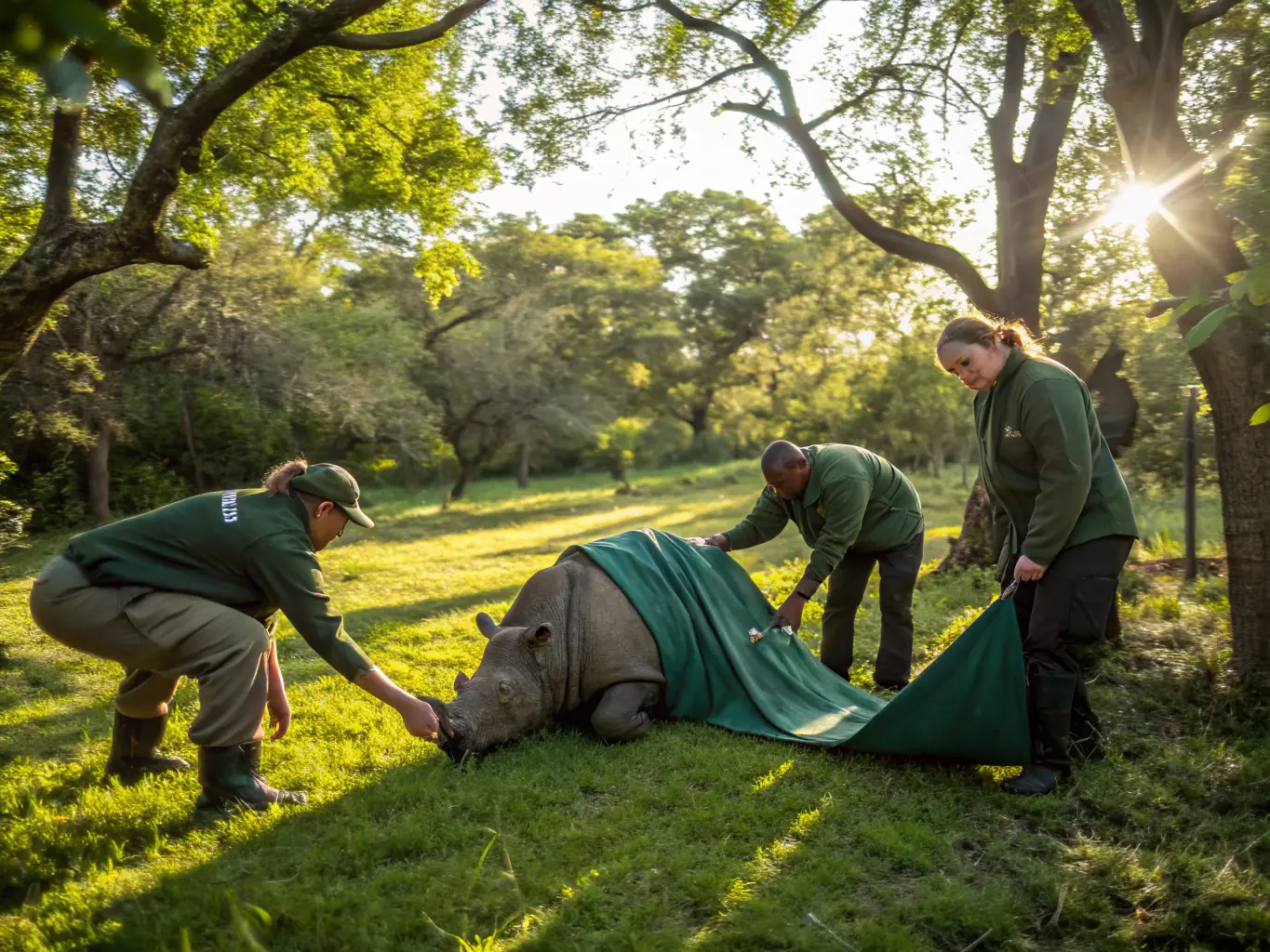 A photograph of conservationists releasing young wildlife into a protected natural area, demonstrating the organization's active involvement in breeding and restocking programs. The image captures the essence of species conservation and ecological balance.